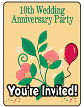 10th Wedding Anniversary Party Printable Invitations
