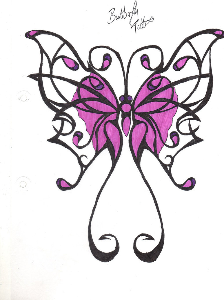 Pink Butterfly Tattoo Design | Tattooshunt.com