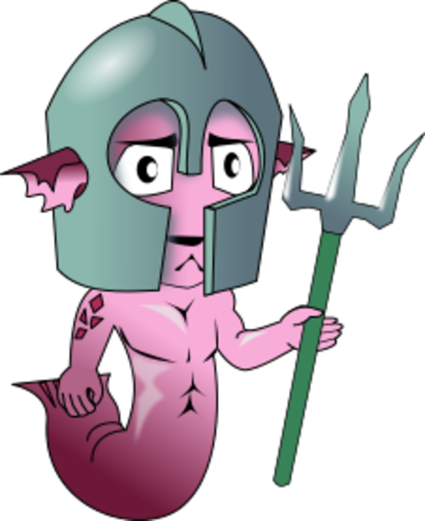 Poseidon Cartoon with Sad Face - vector Clip Art