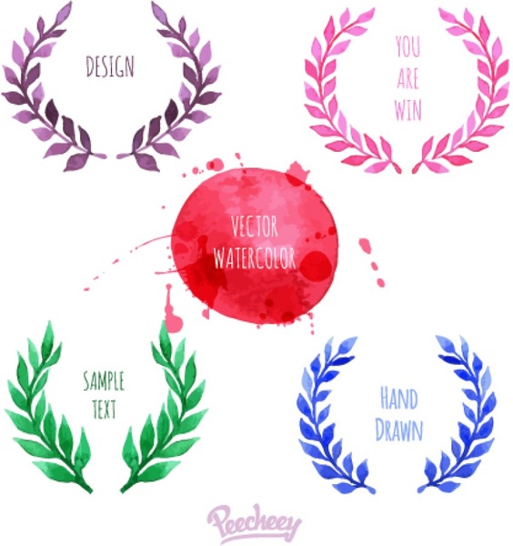Watercolor wreaths Free vector in Adobe Illustrator ai ( .ai ...