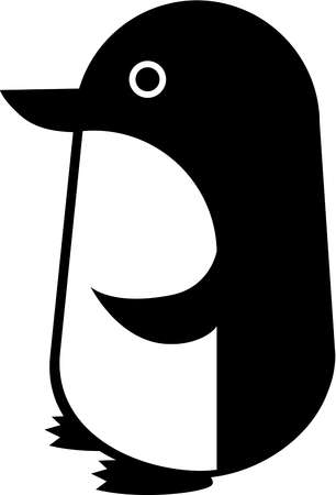 Stock Illustration - Black and white cartoon drawing of a penguin