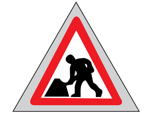 Men at work roll up road sign | TRU01 | Label Source