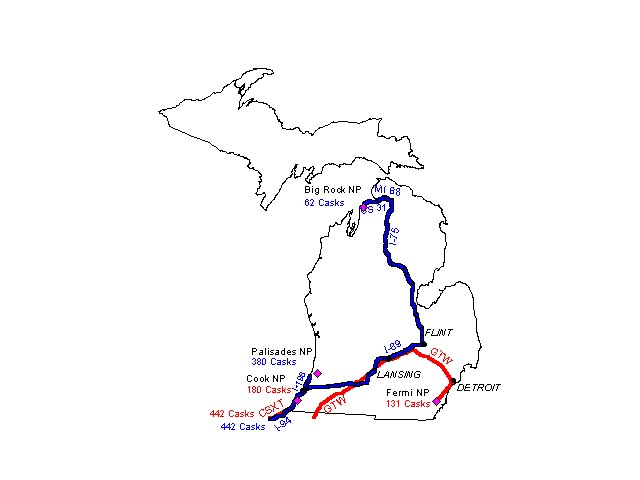 Nuclear Waste Transportation Routes - Michigan