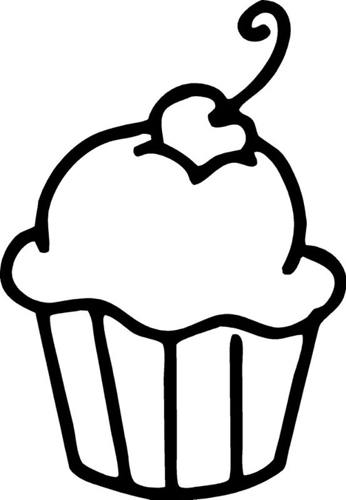 Cute Cupcake Outline Clipart