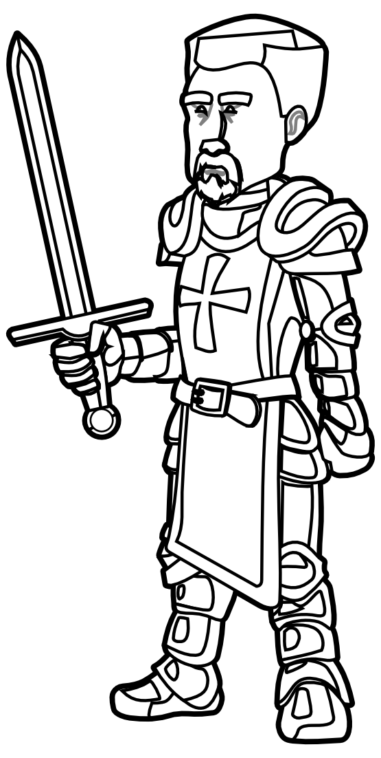 Clip Art: Knight 13 34 9161 Black White Line Art ...