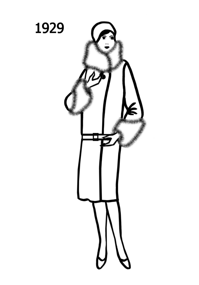 Costume History Silhouettes 1928-1929. Free Line Drawings