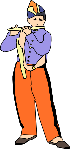 Kid Playing Flute clip art Free Vector