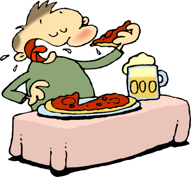 Girl Eating Pizza Clipart