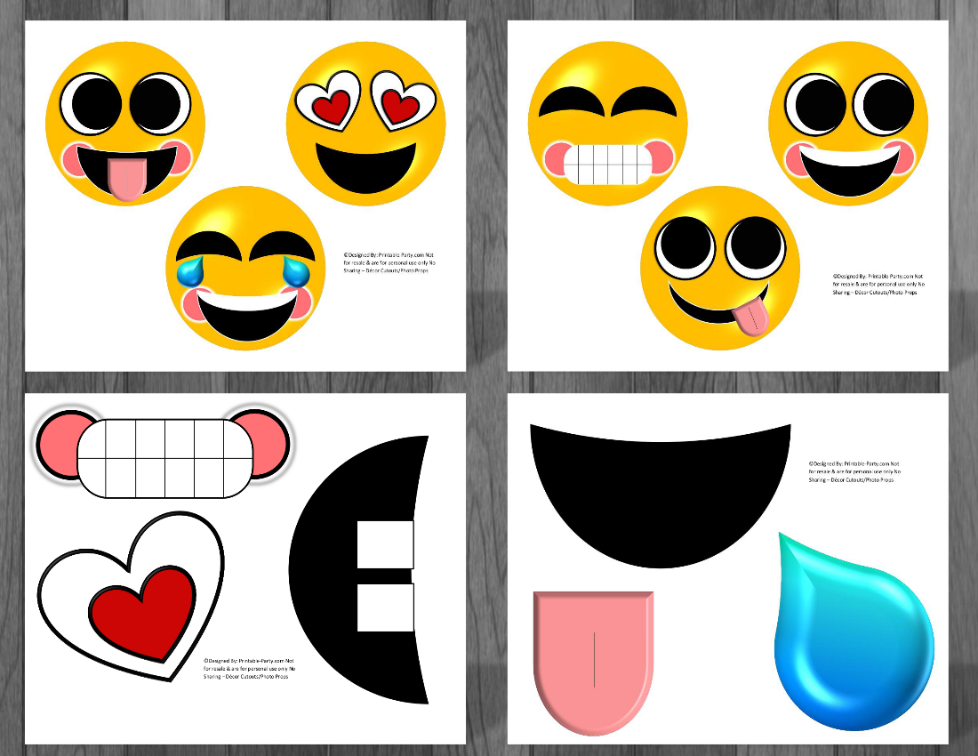 Emoji Printable Birthday Supplies | Emoticon, Smiley, Happy Face ...