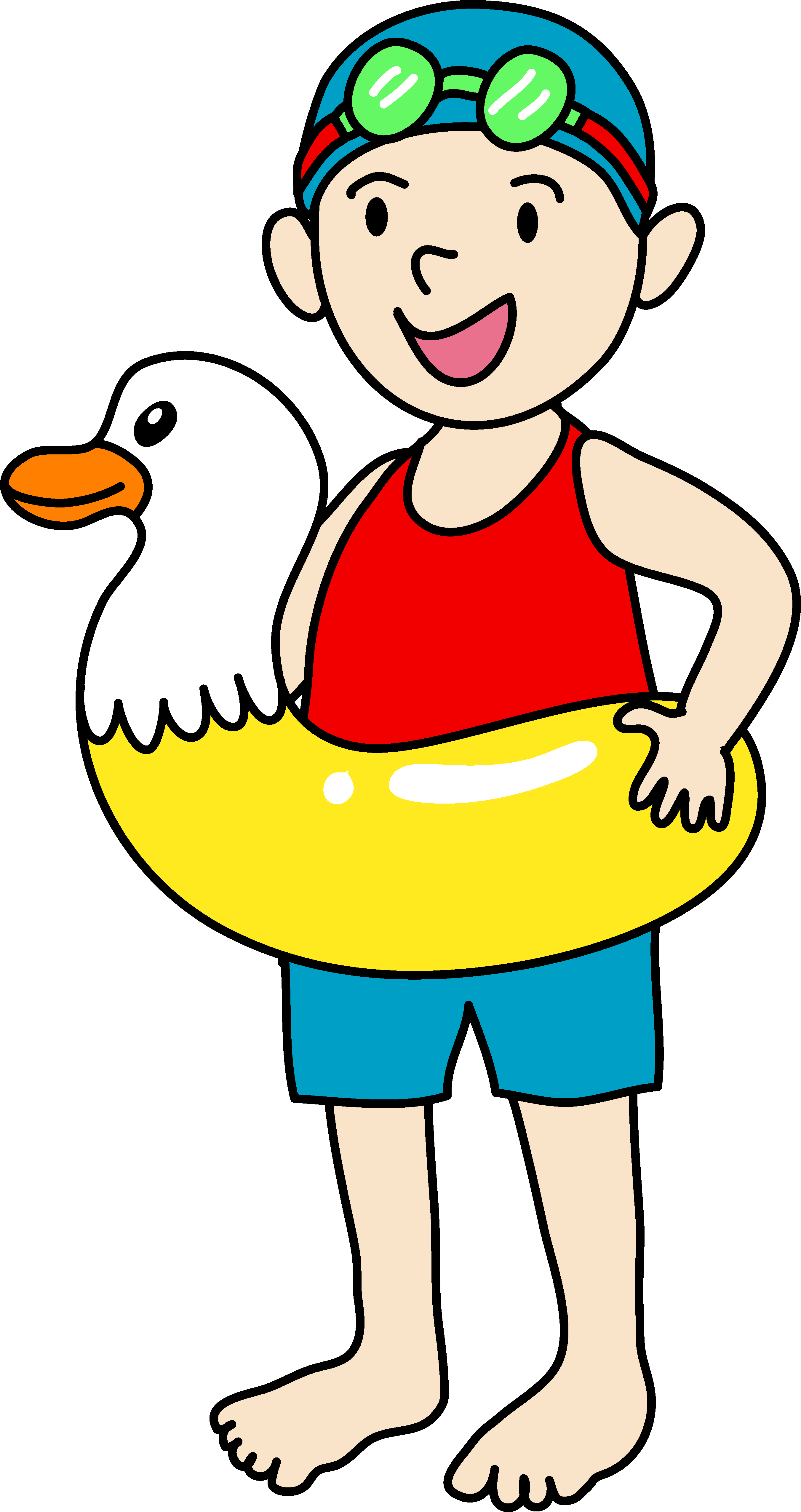 Swimming cartoon boy clipart