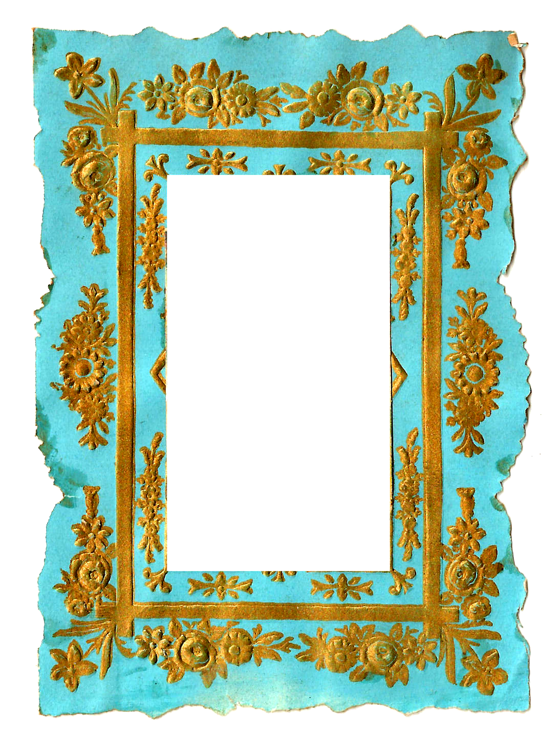 Antique Images: Digital Vintage Frame Clip Art of Blue and Gold ...