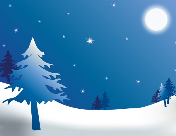 Midnight Clear, abstract, backdrop, background, card, cartoon, christmas, clause, cold, conifer, day, drift, eve, father, Fir, forest, graphic, happy, hills, illustration, landscape, light, moon, mountains, noel, north, pine, pole, presents, reindeer, Sant