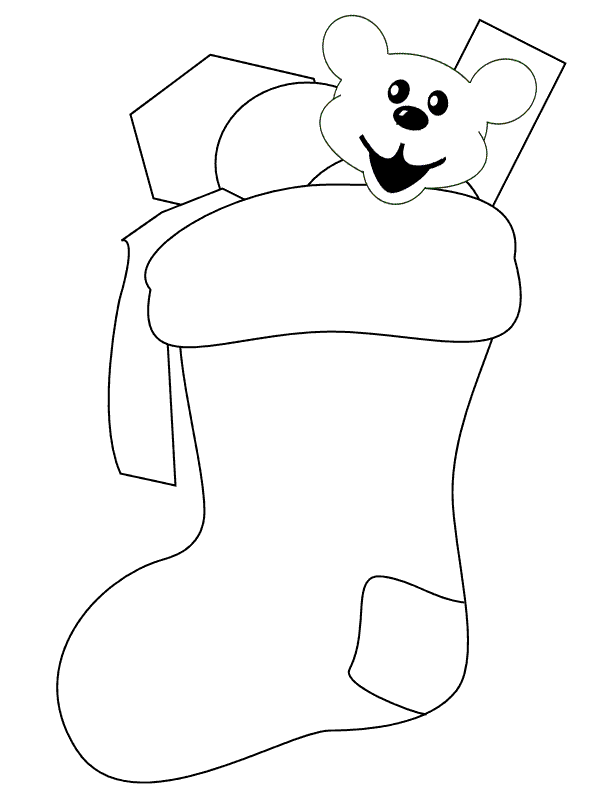 Christmas Stocking Black And White Clipart