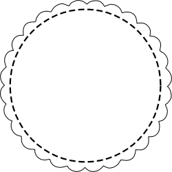 Black and white scalloped circle clipart