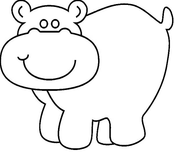 Hippo Drawing Coloring Page - NetArt