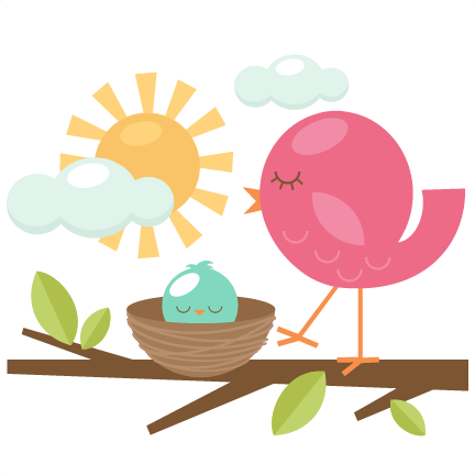 Mom and baby bird clipart