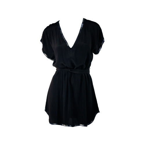 Beaded Outline T shift dress in black with silver hand beading ...