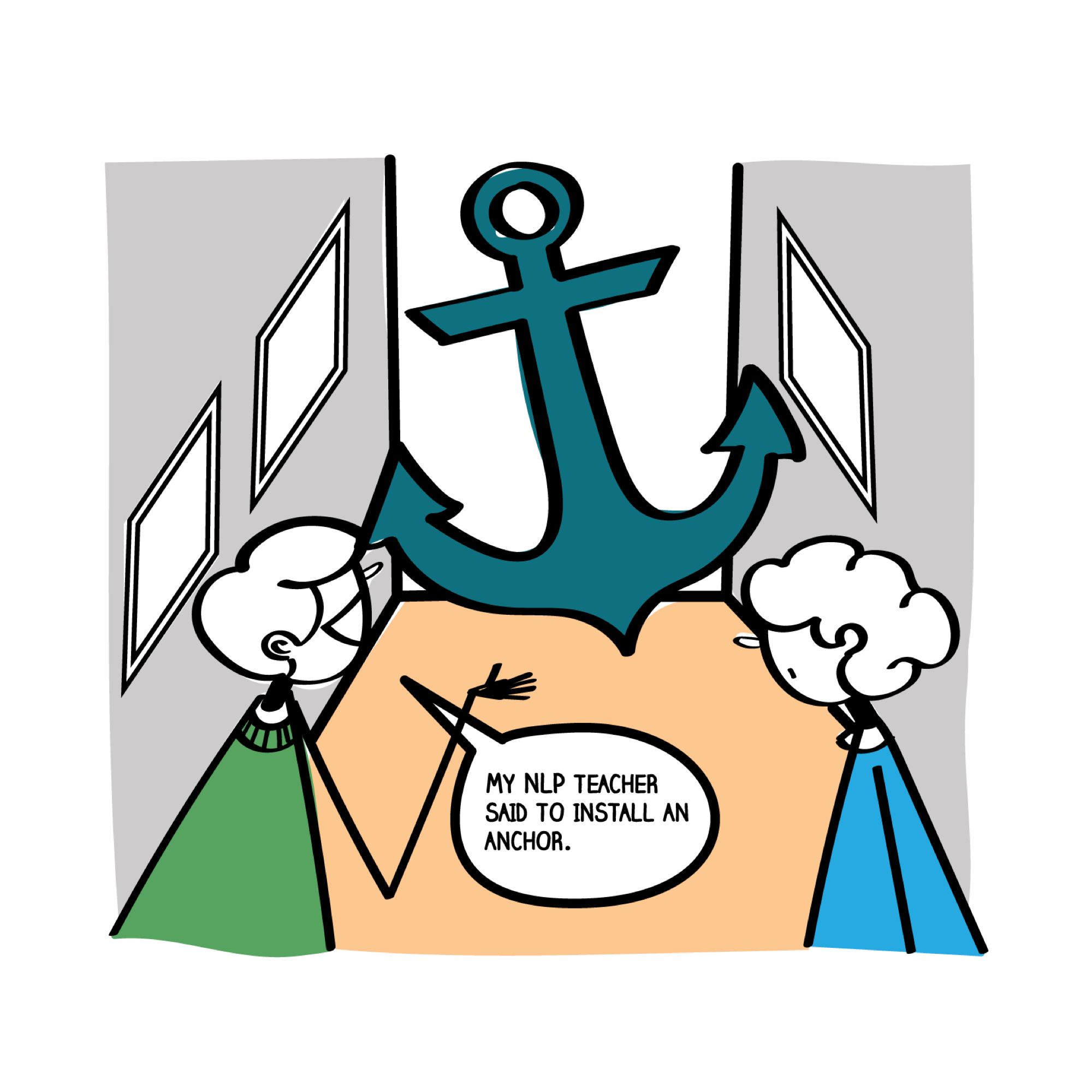 Installing anchors cartoon - Difficult People Made Easy