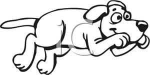 Dog running clipart black and white