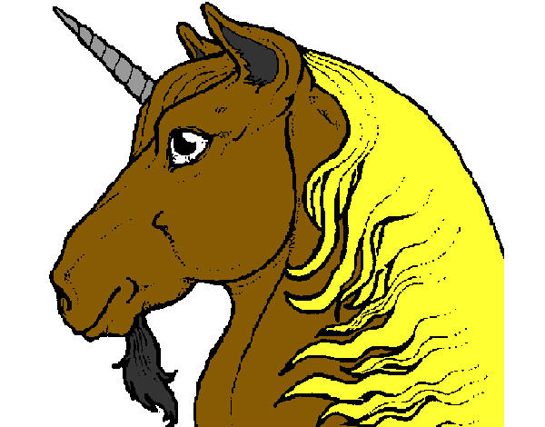Colored page Unicorn head painted by Becka
