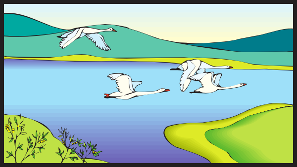 Geese Flying Over A Lake