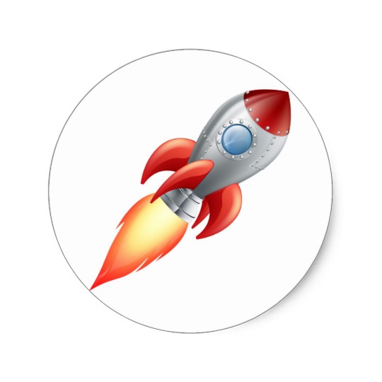 Cartoon Space Rocket Stickers | Zazzle