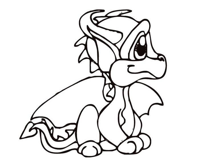 Clipart cute dragon black and white - ClipartFox