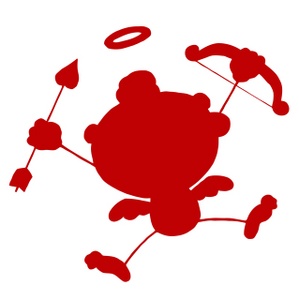 Cupid Clipart Image - Red Silhouette of Cupid.