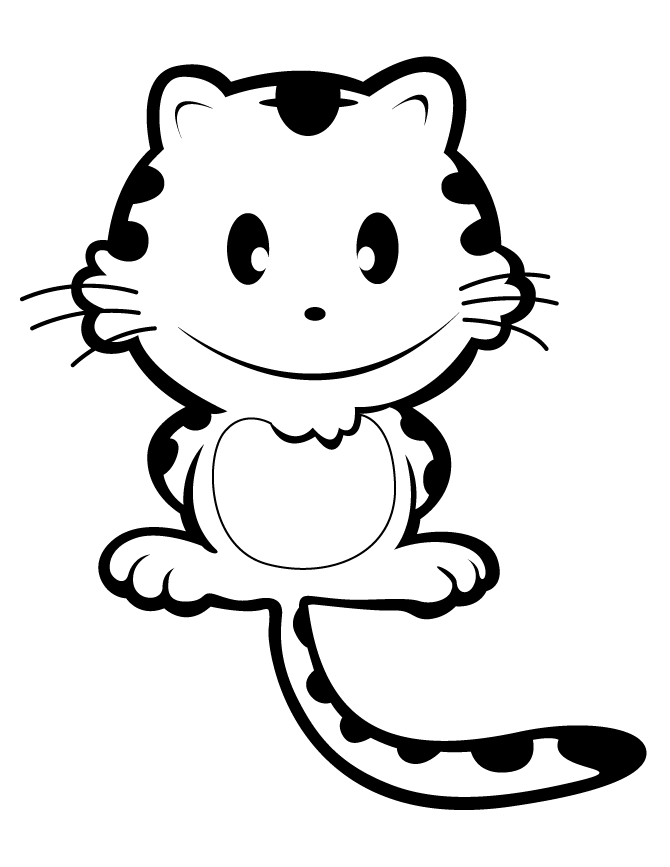 Cartoon Cat Sitting - AZ Coloring Pages