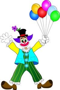 Clown Clipart Image - Circus Clown Holding a Balloon Bouquet
