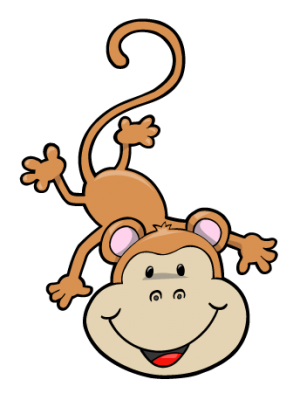 Cartoon Baby Monkey Hanging Upside down : Custom Wall Decals, Wall ...