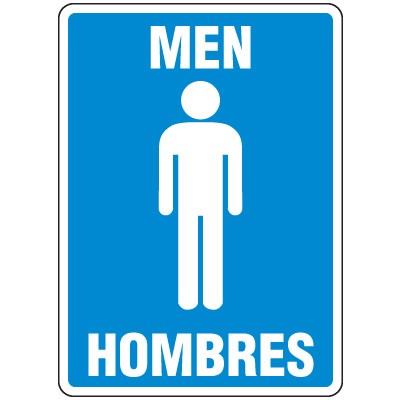 Bilingual Men's Restroom Sign | Aluminum Signs | Emedco.