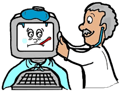 Sick Computer with Doctor