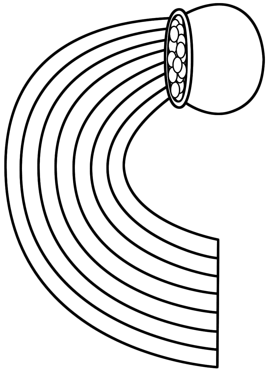 Rainbow and Pot of Gold (Landscape) - Coloring Page (Nature)