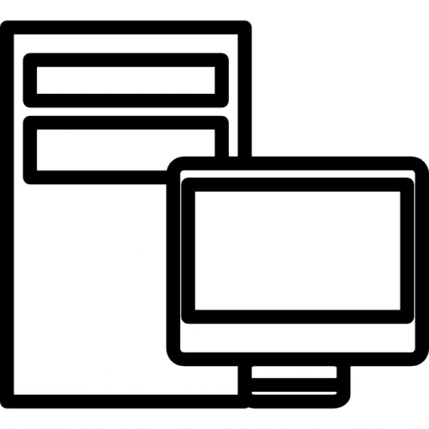 Computer outline symbol inside a circle Icons | Free Download