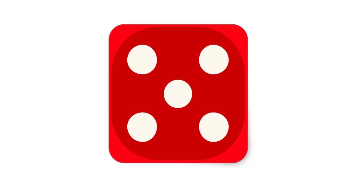 Red Dice Die Roll Five Square Seal | Zazzle