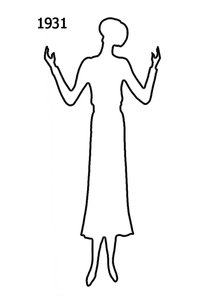 1930 to 1940 White Outline Silhouettes in Costume History