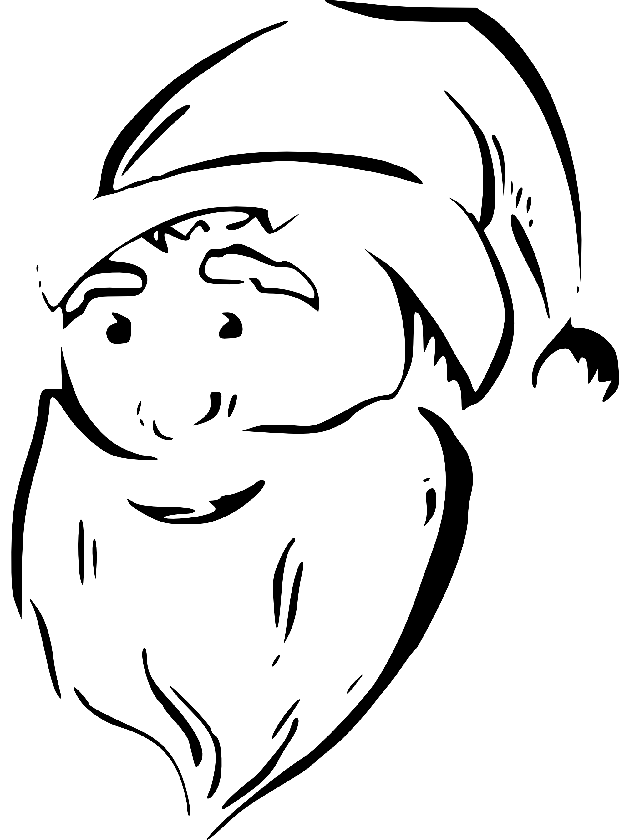 Clip Art: Santa face Black White Line Art ...