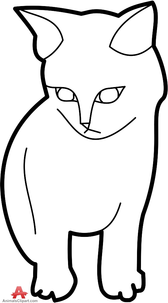 Outline Cat Clipart in Black and White | Free Clipart Design Download