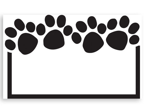 50ct. Black &amp; White PAW PRINT Border Blank Florist Enclosure ...
