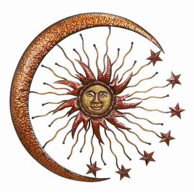 UMA Enterprises Brown Urban Trends Metal Sun Moon Wall Décor | Wayfair