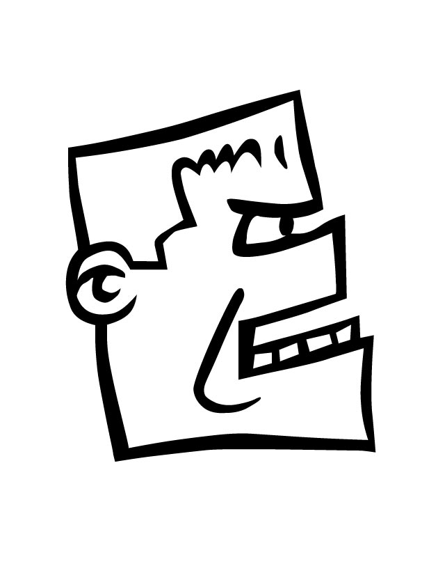 Printable Letter E (Caricature) coloring page from FreshColoring.
