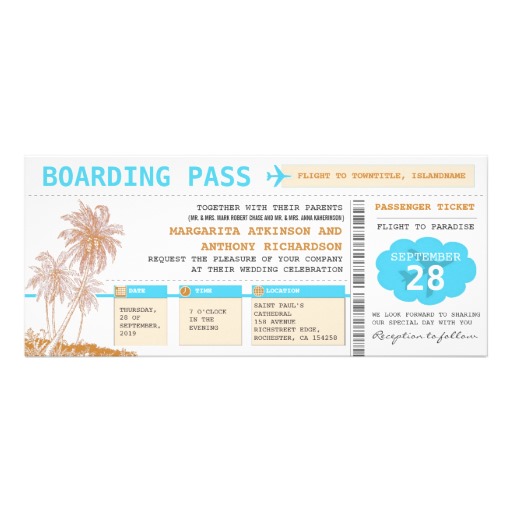 Boarding Pass Wedding Invitations, 900+ Boarding Pass Wedding ...