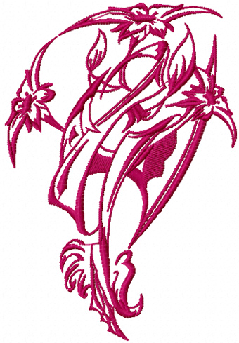Tribal flowers free machine embroidery design