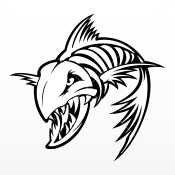 Printed vinyl Aggressive Fish Skeleton