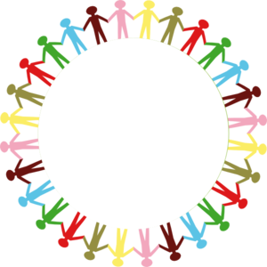 Circle of people holding hands clipart