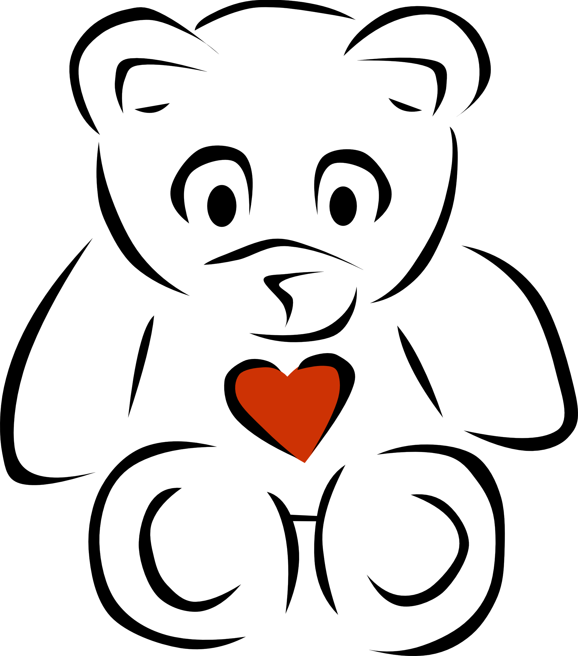 1271715178 Clip Art Bear Heart Black White Line Art Letters ...