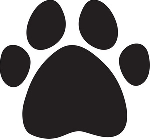 Paw Print Clipart Image - A black cartoon dog print