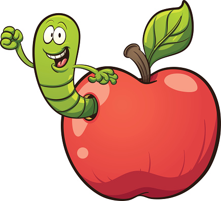Cartoon Of The Apple Worm Clip Art, Vector Images & Illustrations ...