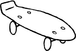 Black and white skateboard clipart